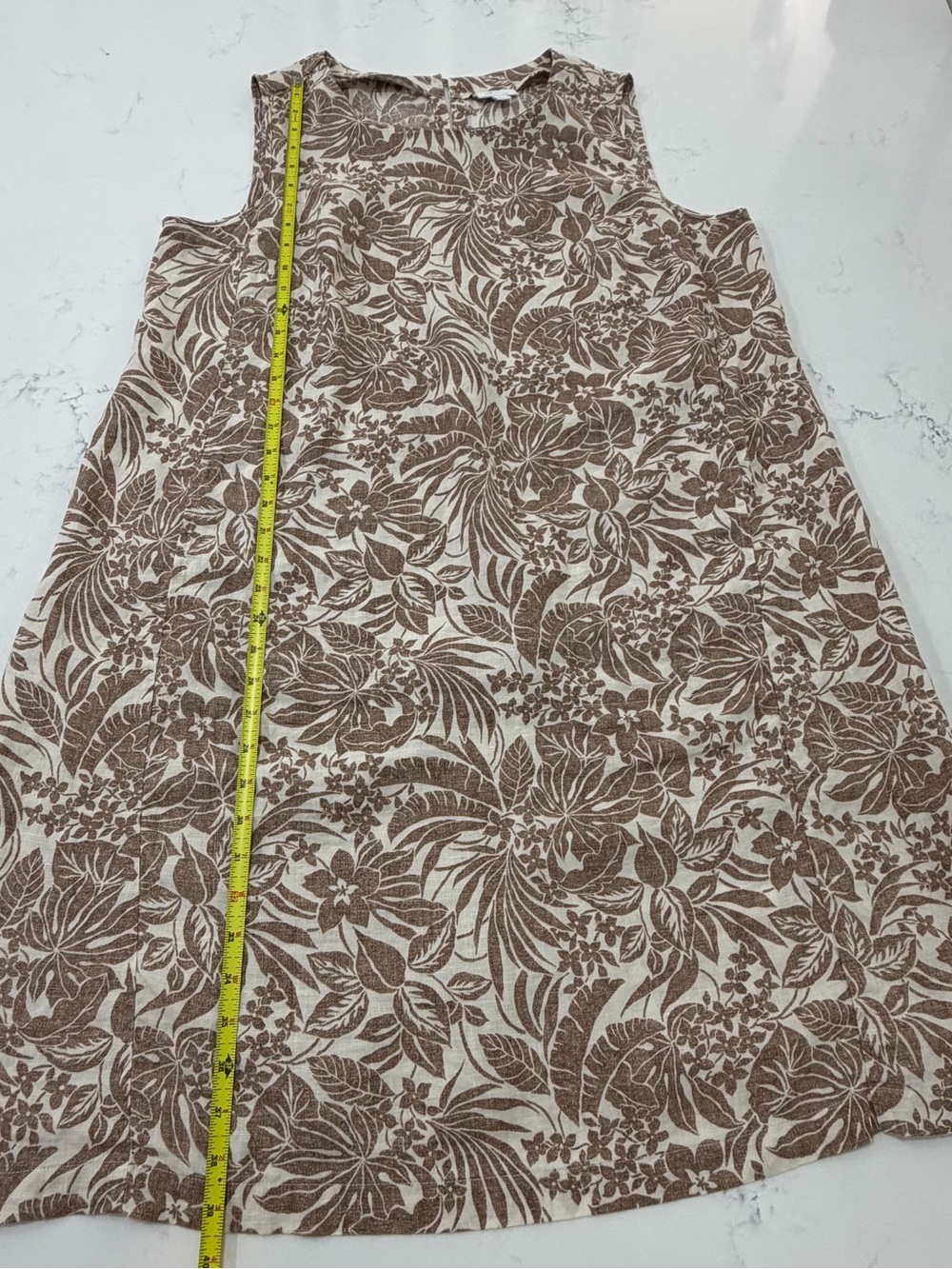 J. Jill Cream Linen Dress Brown Floral Print Pockets Size XL - Picture 3 of 7